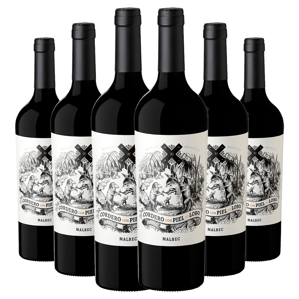Kit 6 Garrafas Cordero Con Piel de Lobo Malbec