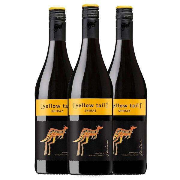 Kit 3 Garrafas Vinho Tinto Yellow Tail Syrah 750ml