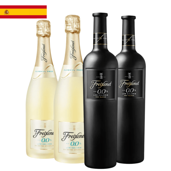 Kit 4 Garrafas Vinho Tinto e Espumante Freixenet Sem Álcool 750ml