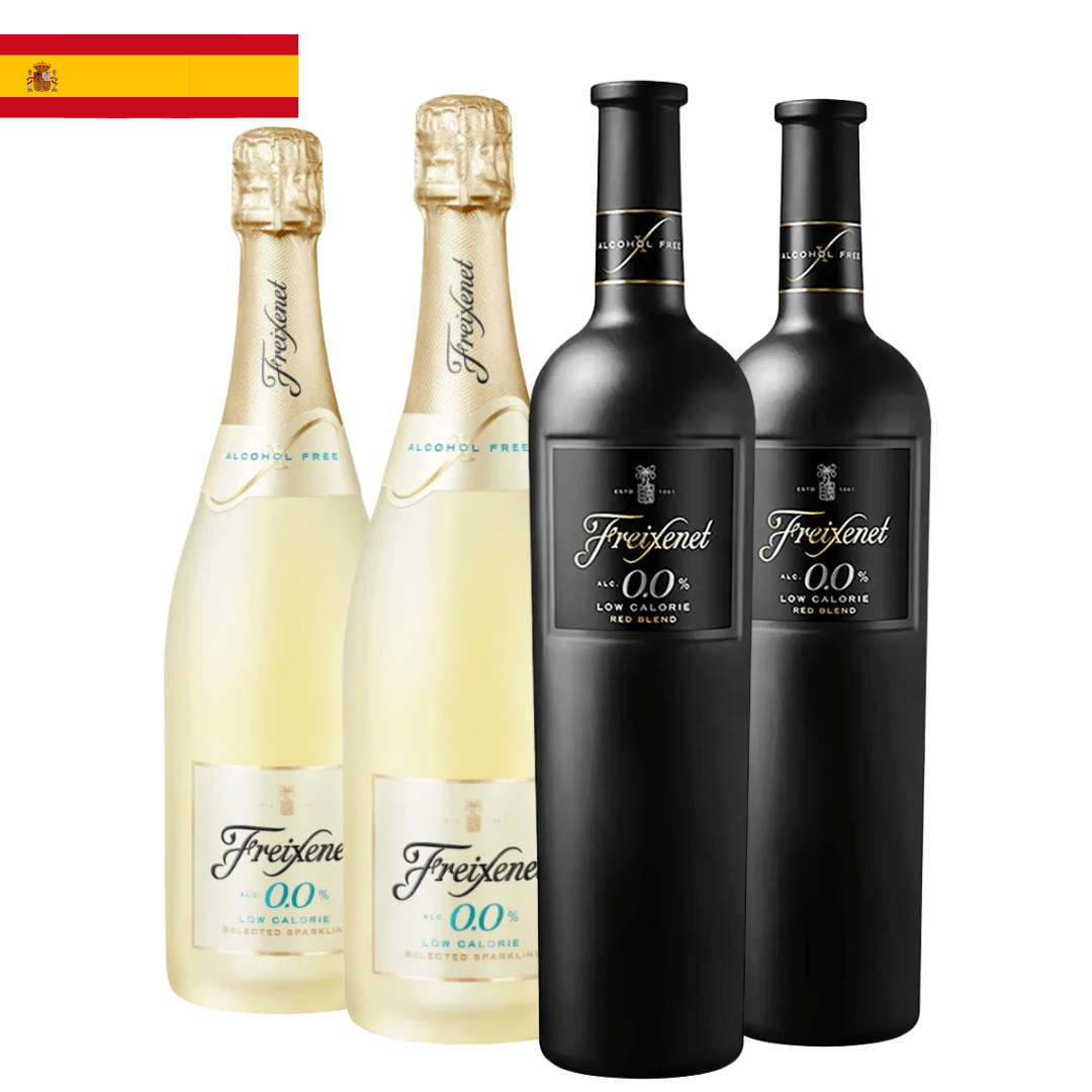 Kit 4 Garrafas Vinho Tinto e Espumante Freixenet Sem Álcool 750ml