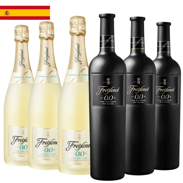 Kit 6 Garrafas Vinho Tinto e Espumante Freixenet Sem Álcool 750ml
